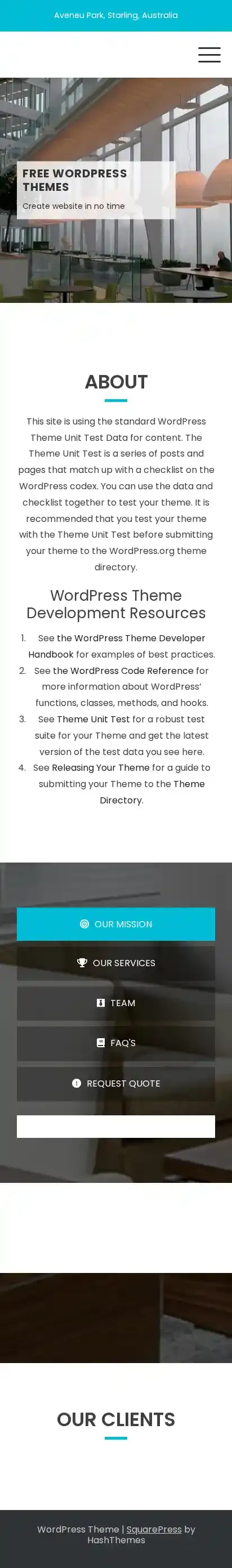 SquarePress home page on mobile