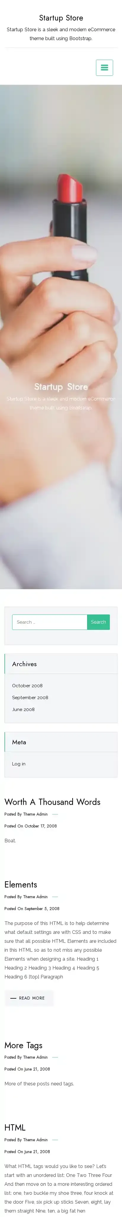 Startup Store home page on mobile