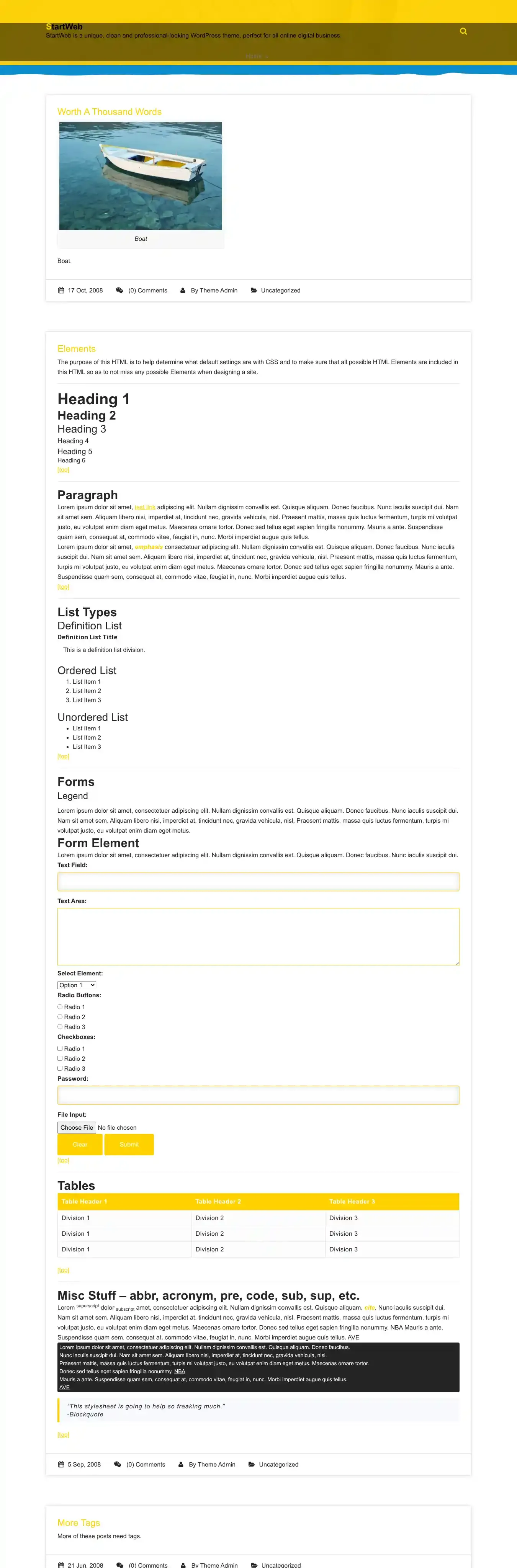 StartWeb home page on desktop