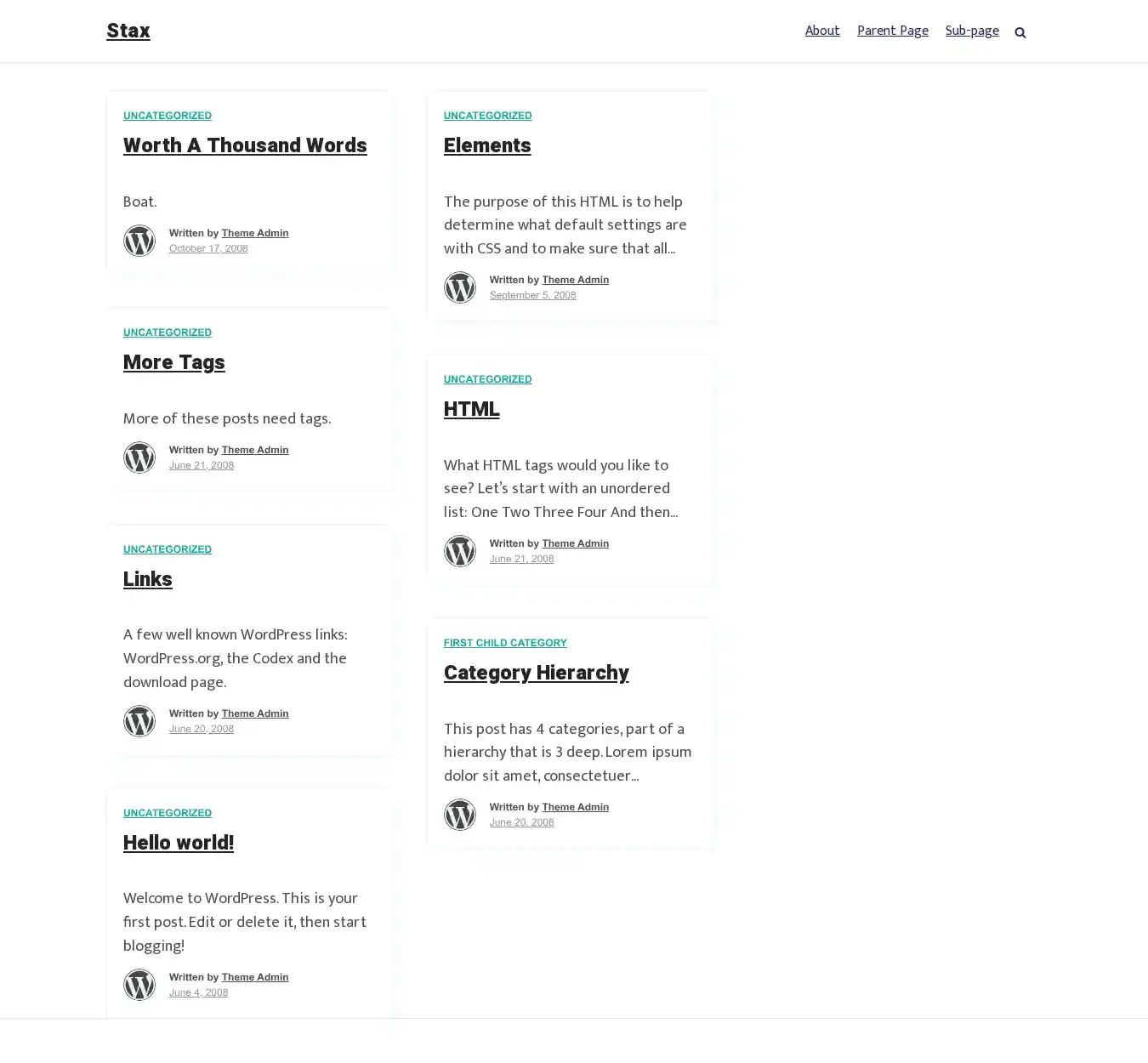 Stax home page on desktop