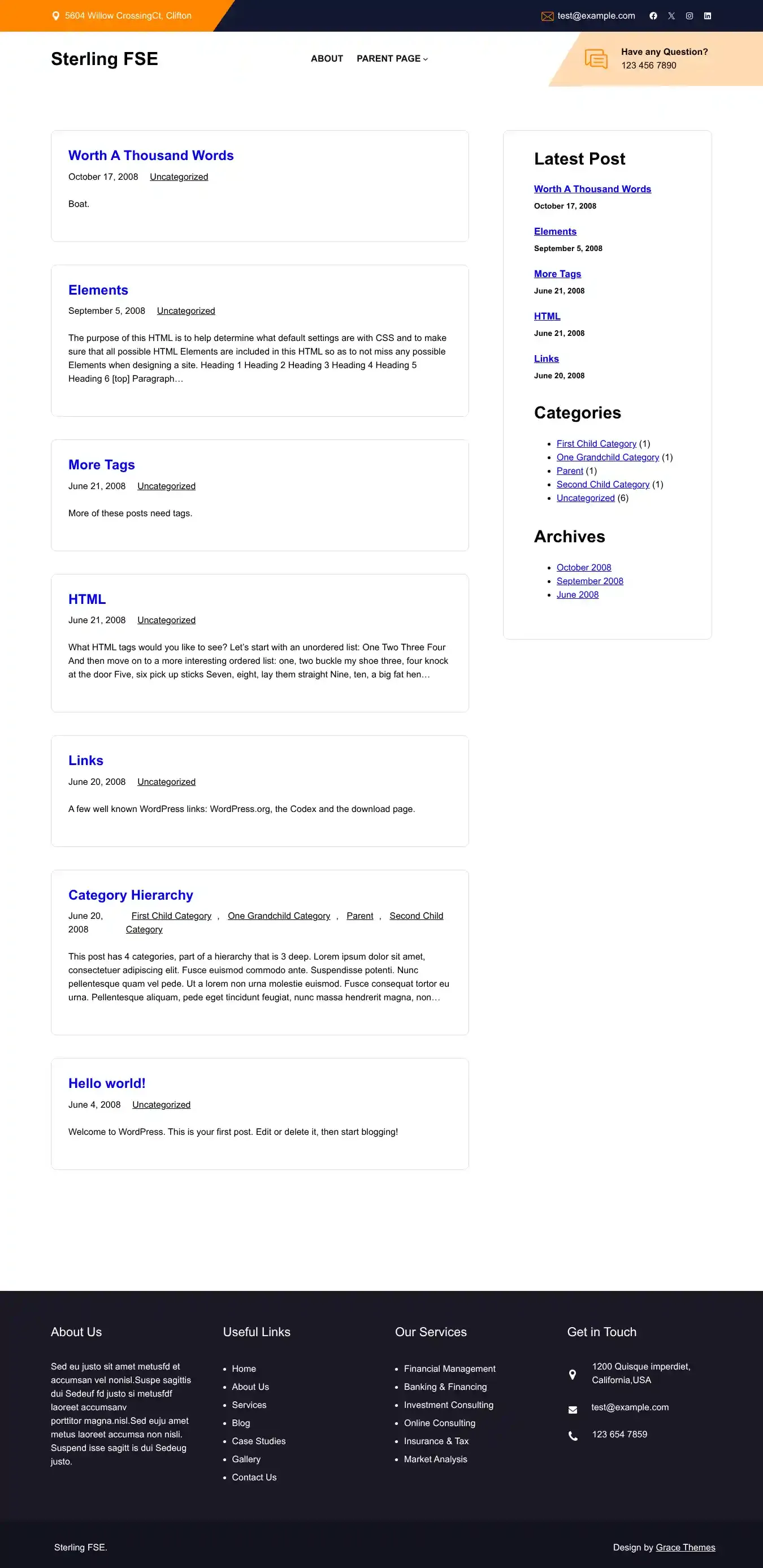 Sterling FSE home page on desktop