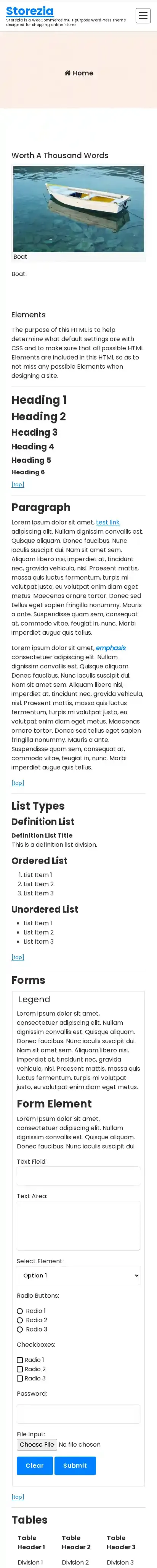 Storezia home page on mobile
