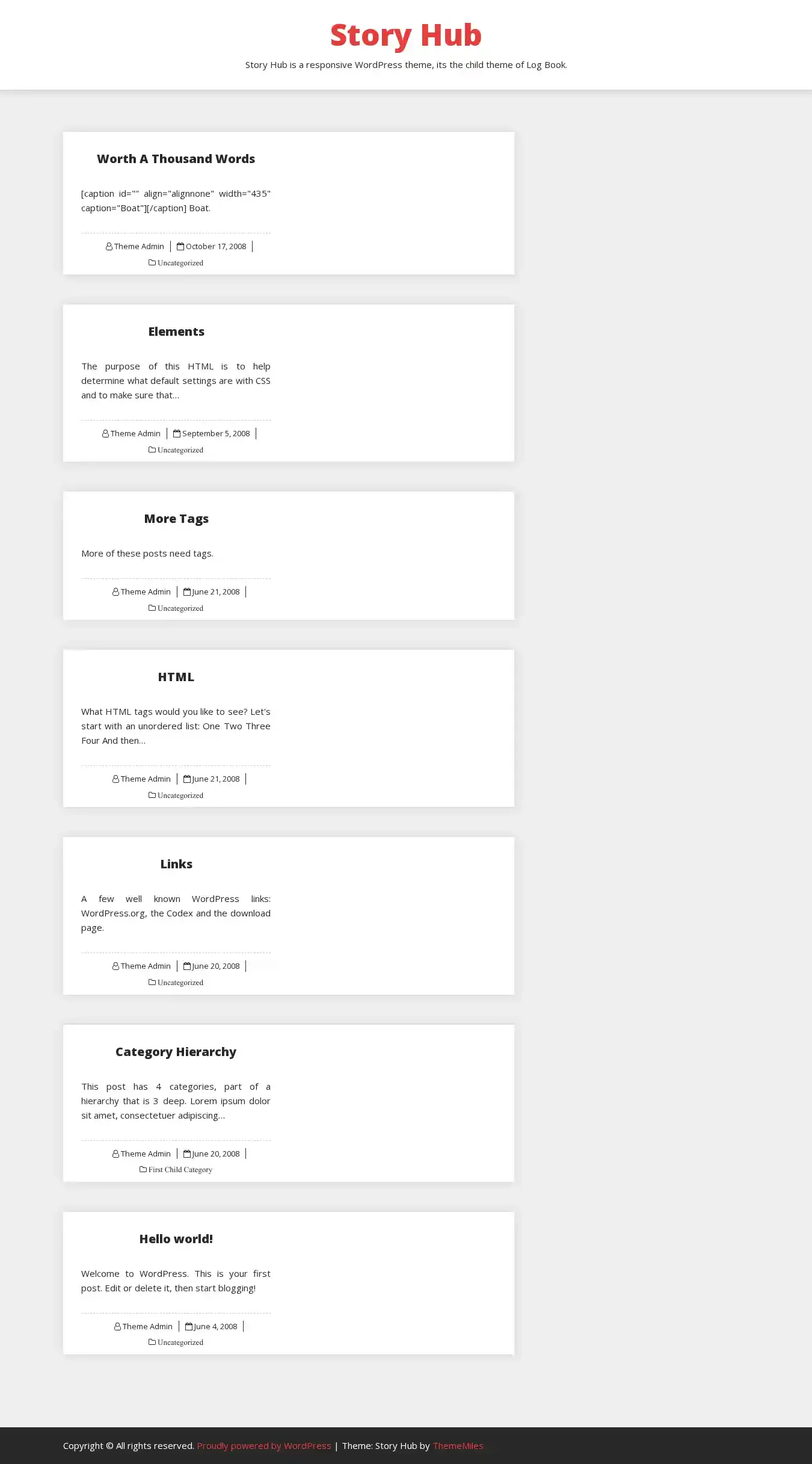 Story Hub home page on desktop