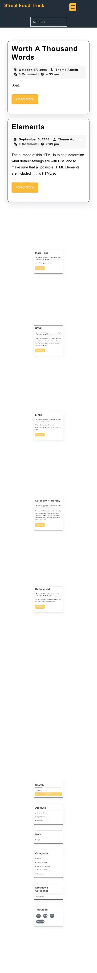 Street Food Truck home page on mobile