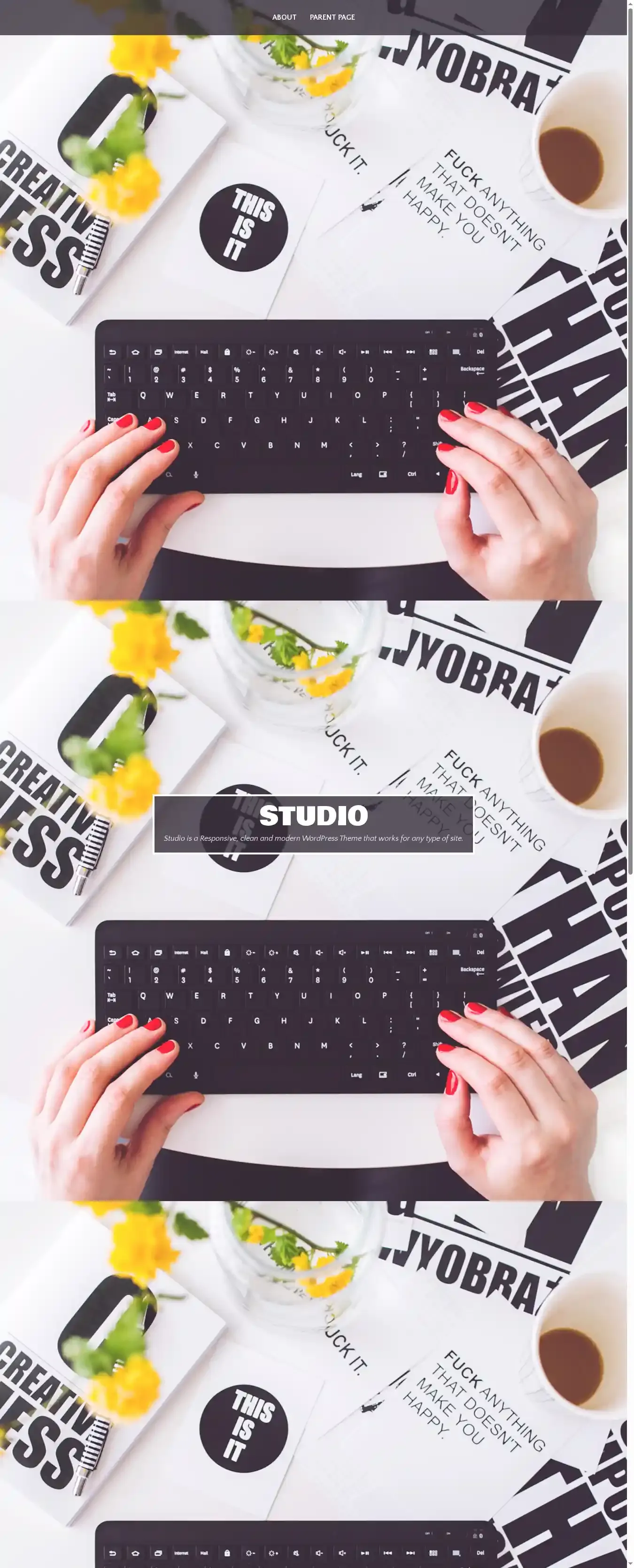 Studio home page on desktop