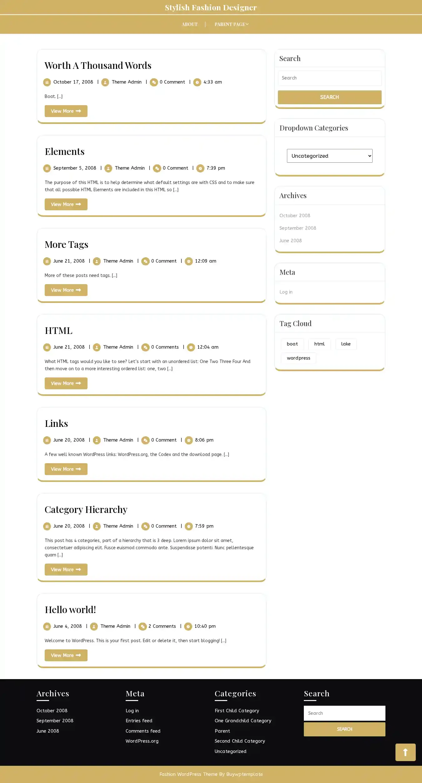 Stylish Fashion Designer home page on desktop