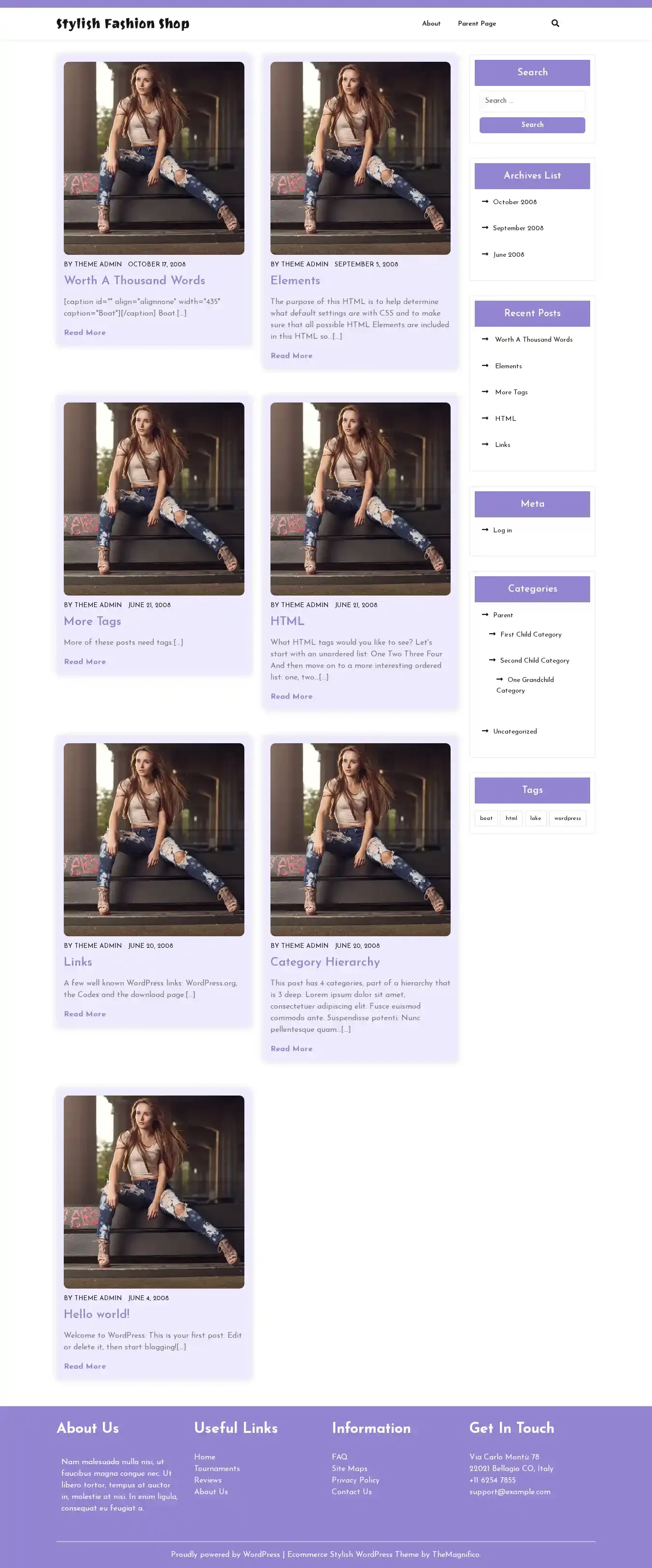Stylish Fashion Shop home page on desktop