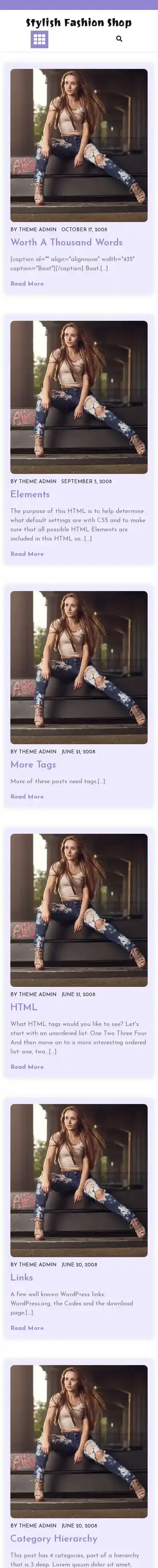 Stylish Fashion Shop home page on mobile