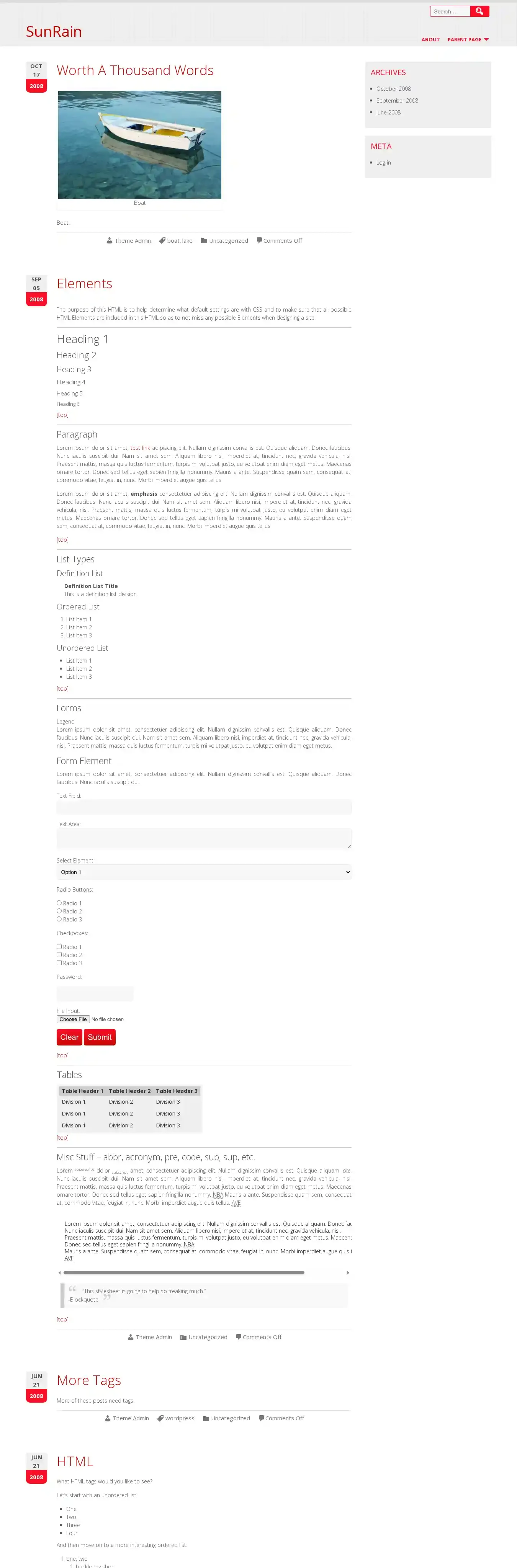 SunRain home page on desktop