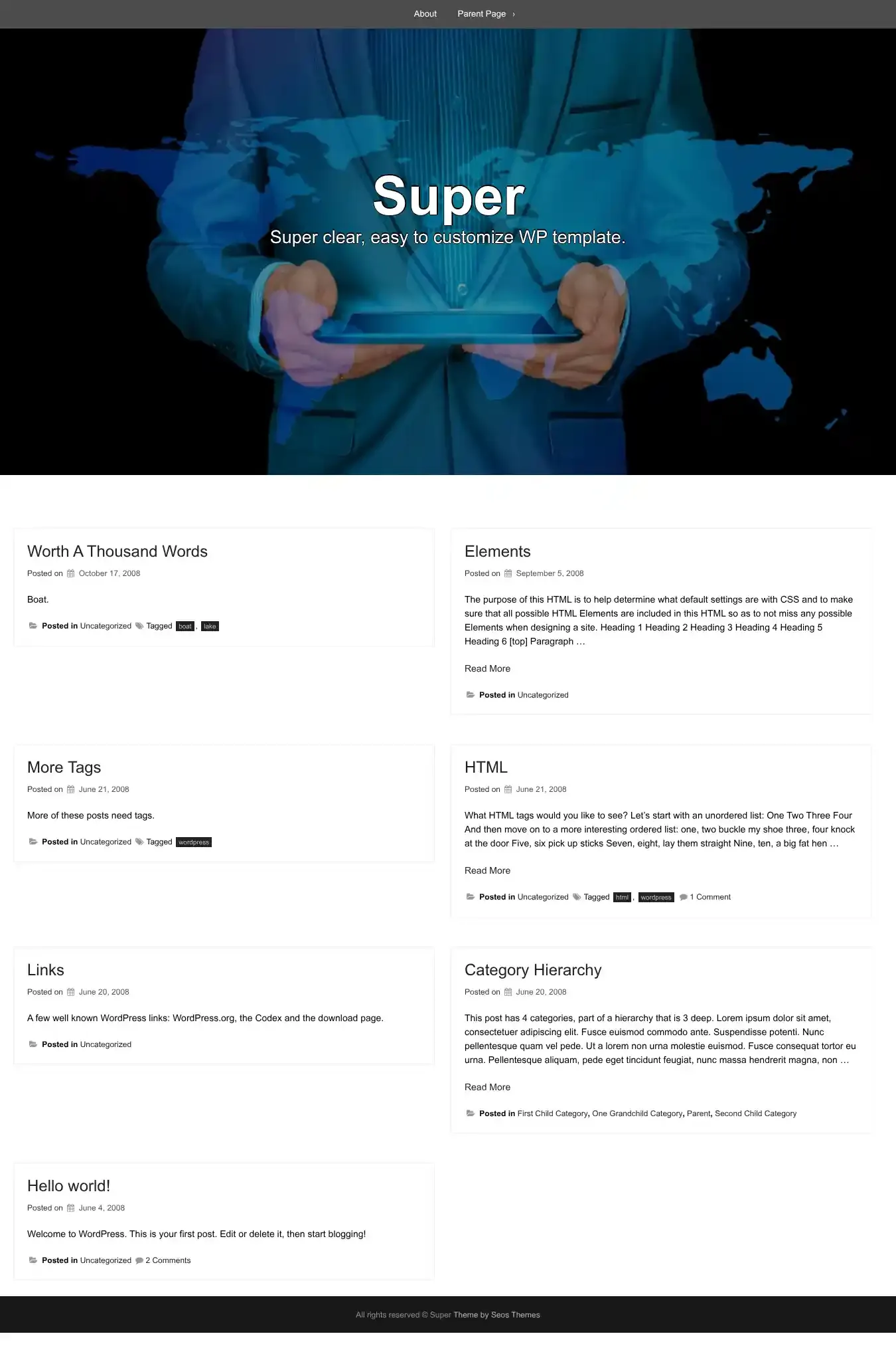 Super home page on desktop