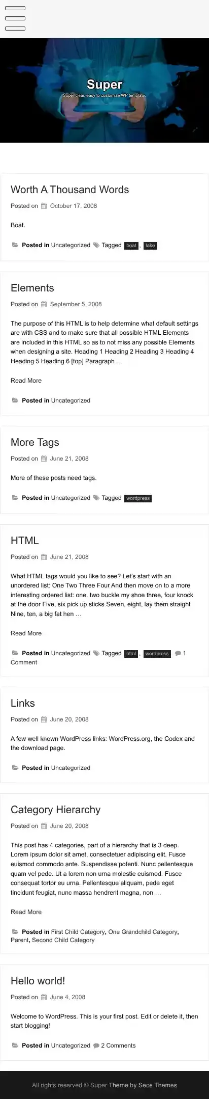 Super home page on mobile
