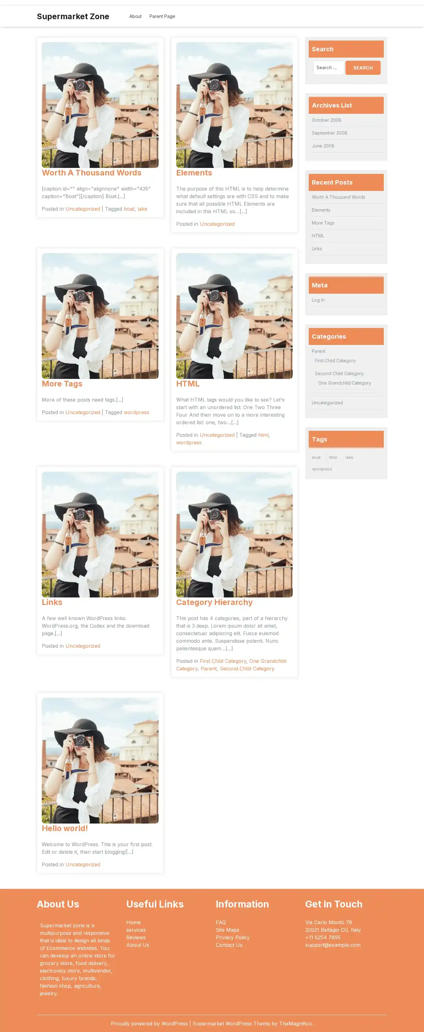 Supermarket Zone home page on desktop