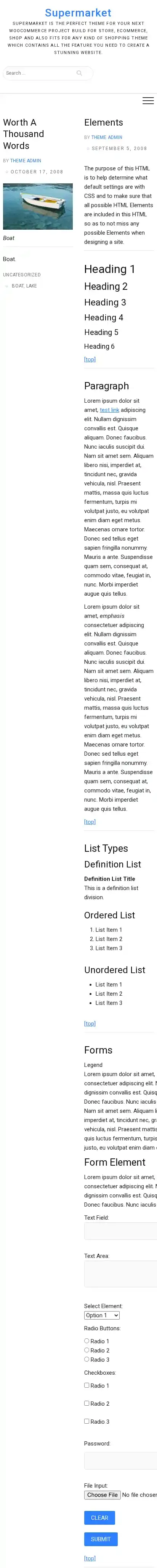 Supermarket home page on mobile