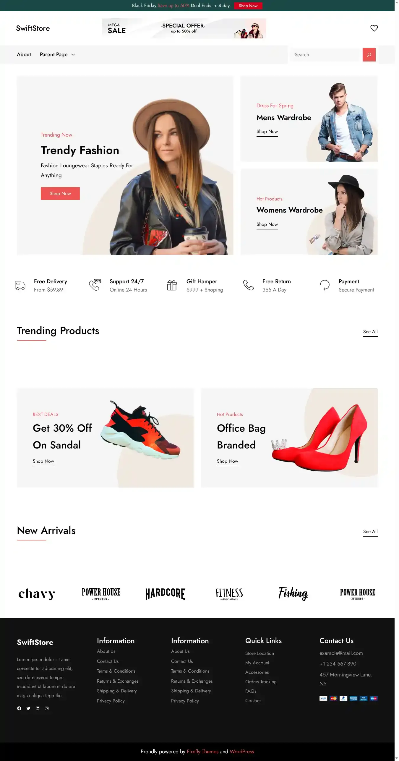SwiftStore home page on desktop