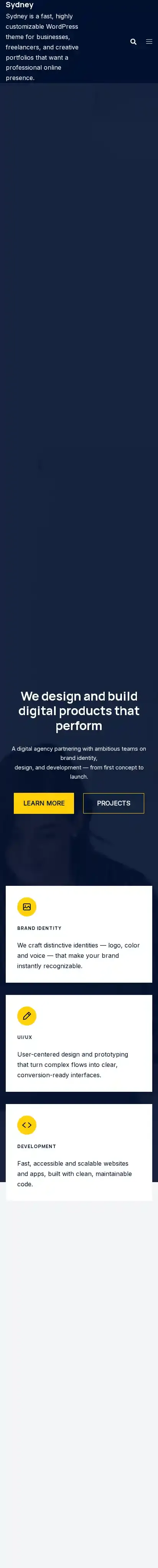 Sydney home page on mobile