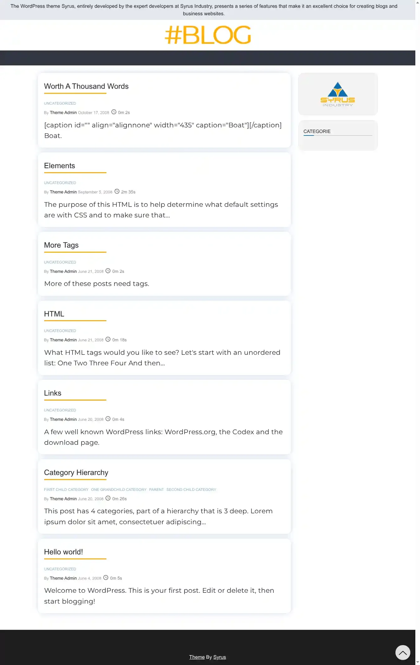 Syrus home page on desktop