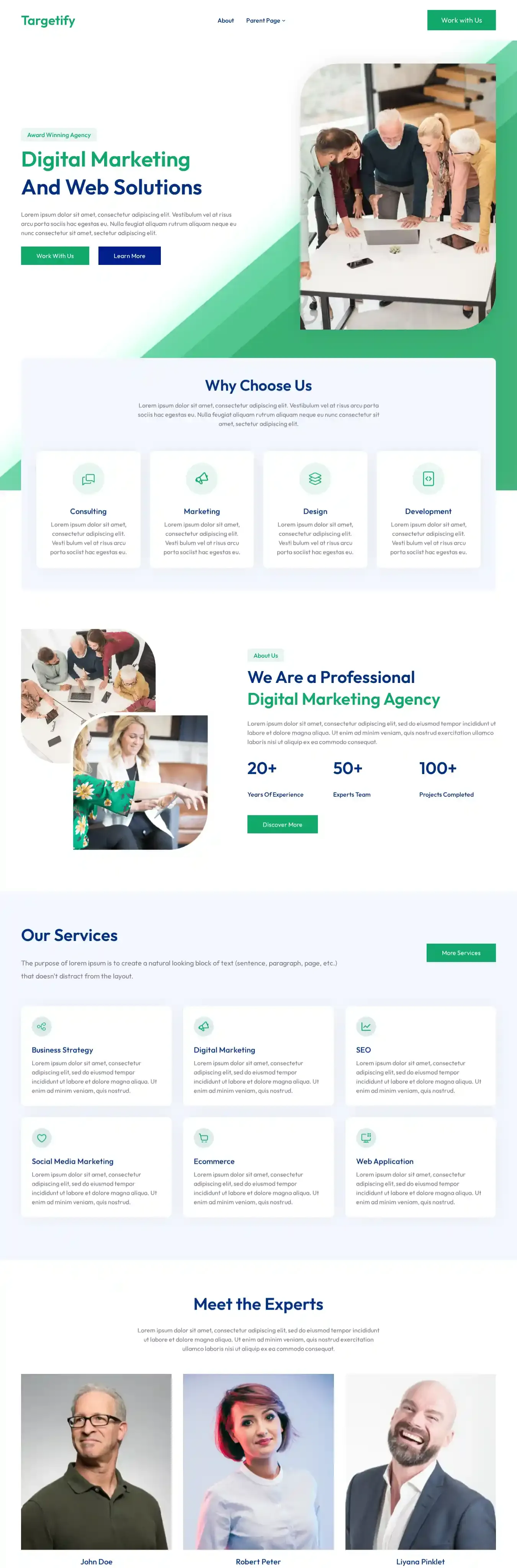 Targetify home page on desktop