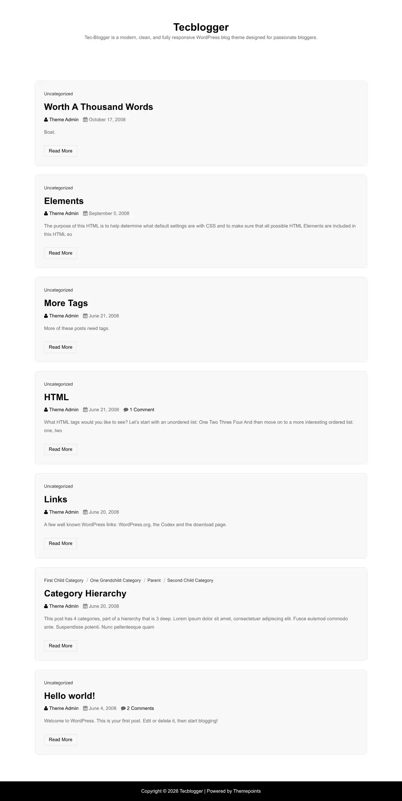 Tecblogger home page on desktop