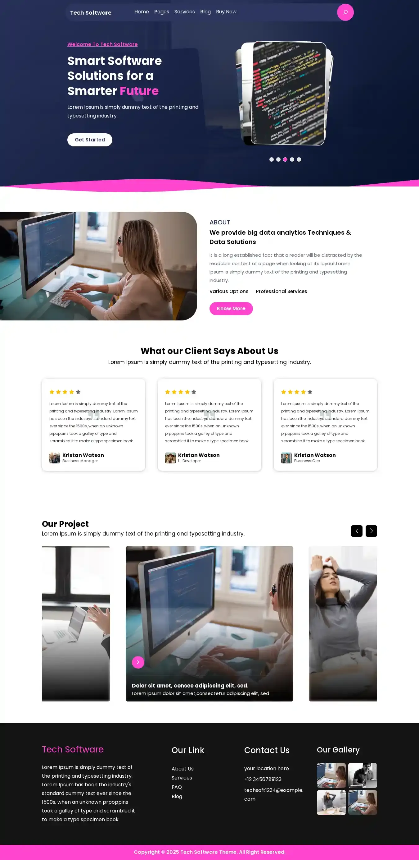 Tech Software home page on desktop