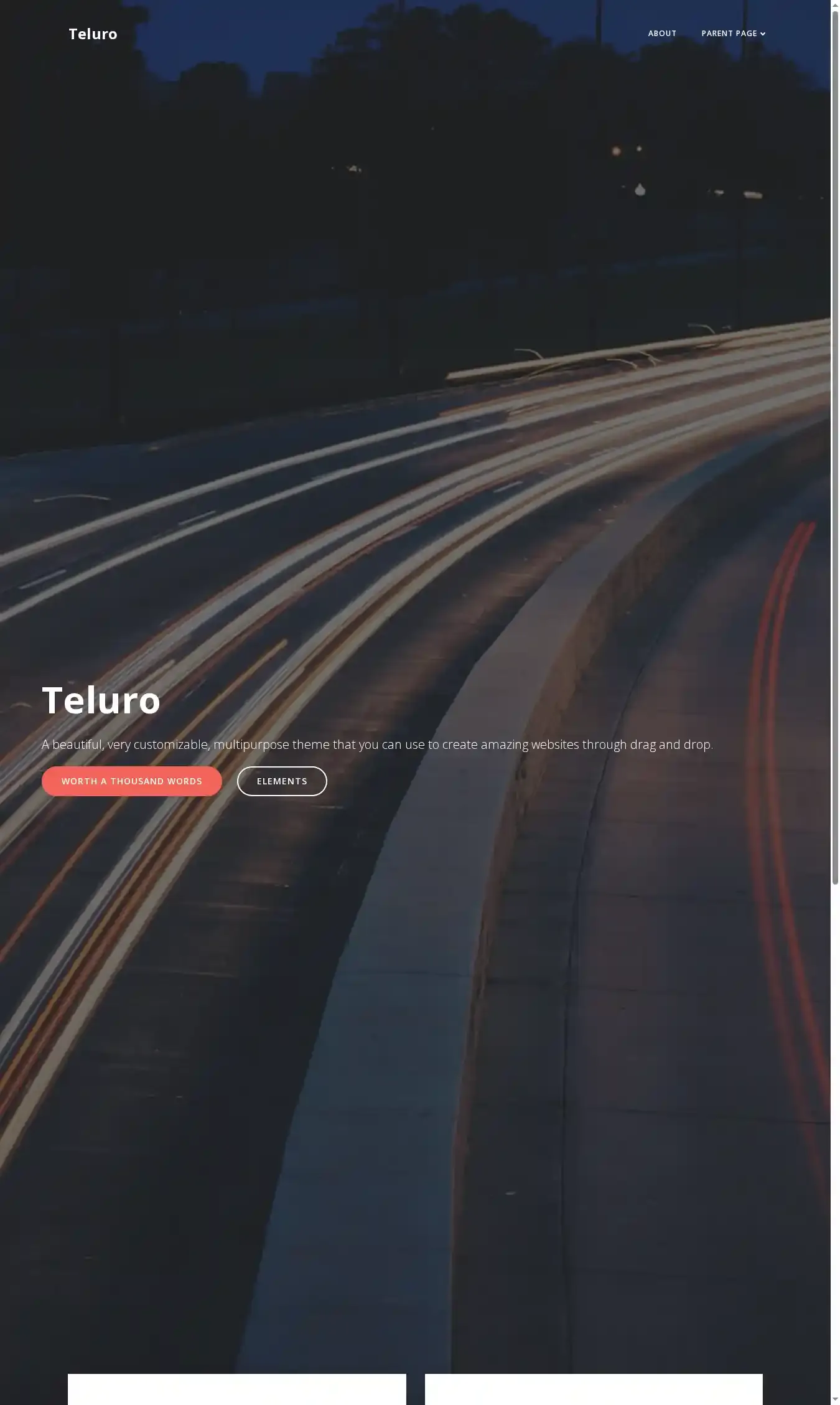 Teluro home page on desktop