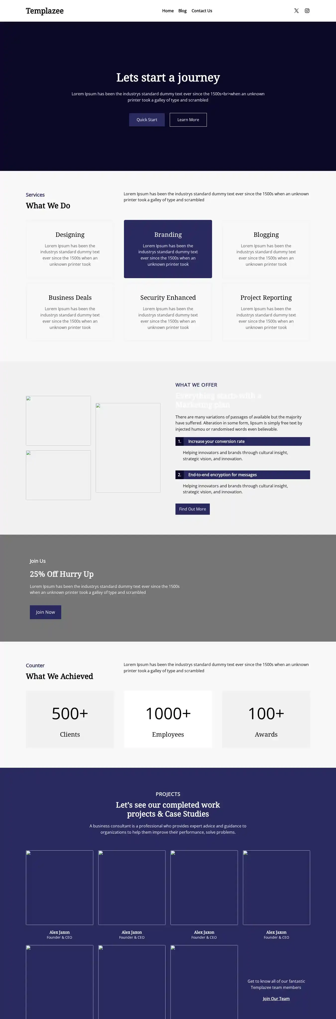 Templazee home page on desktop