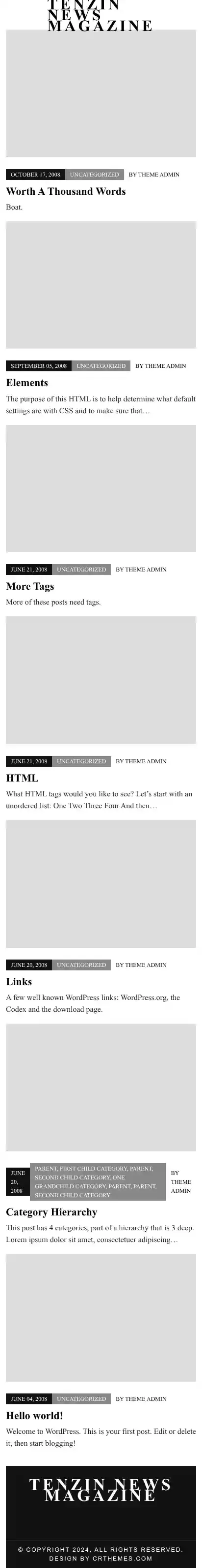 Tenzin News Magazine home page on mobile