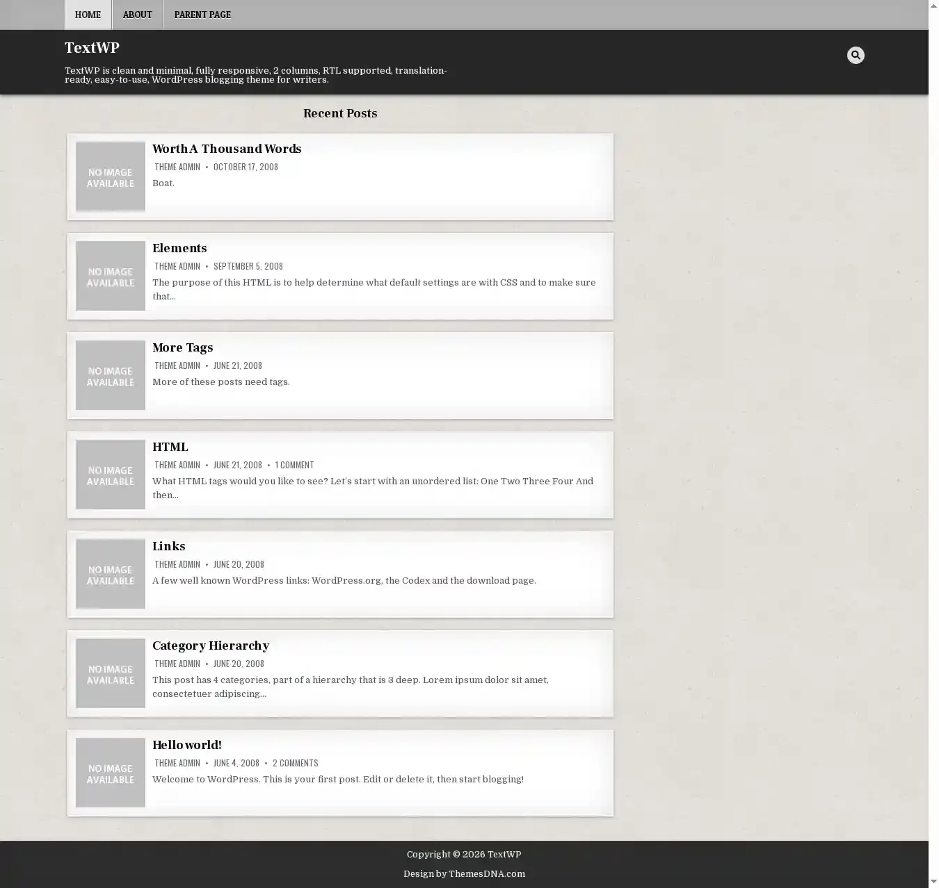 TextWP home page on desktop