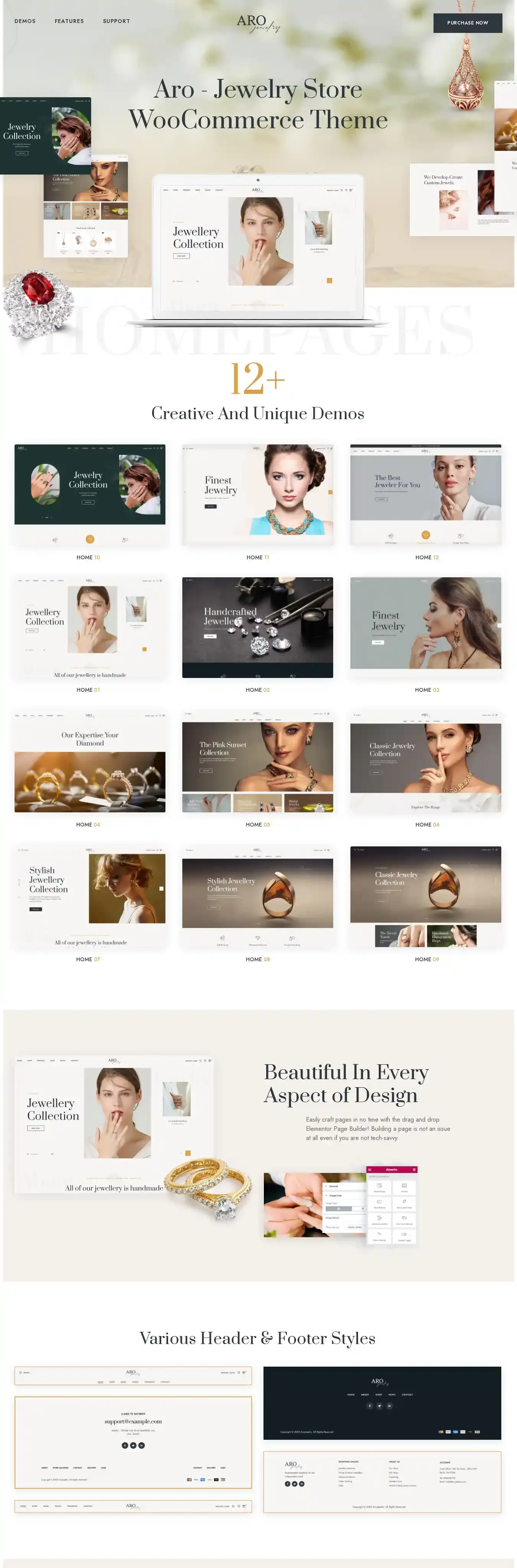 Aro home page on desktop