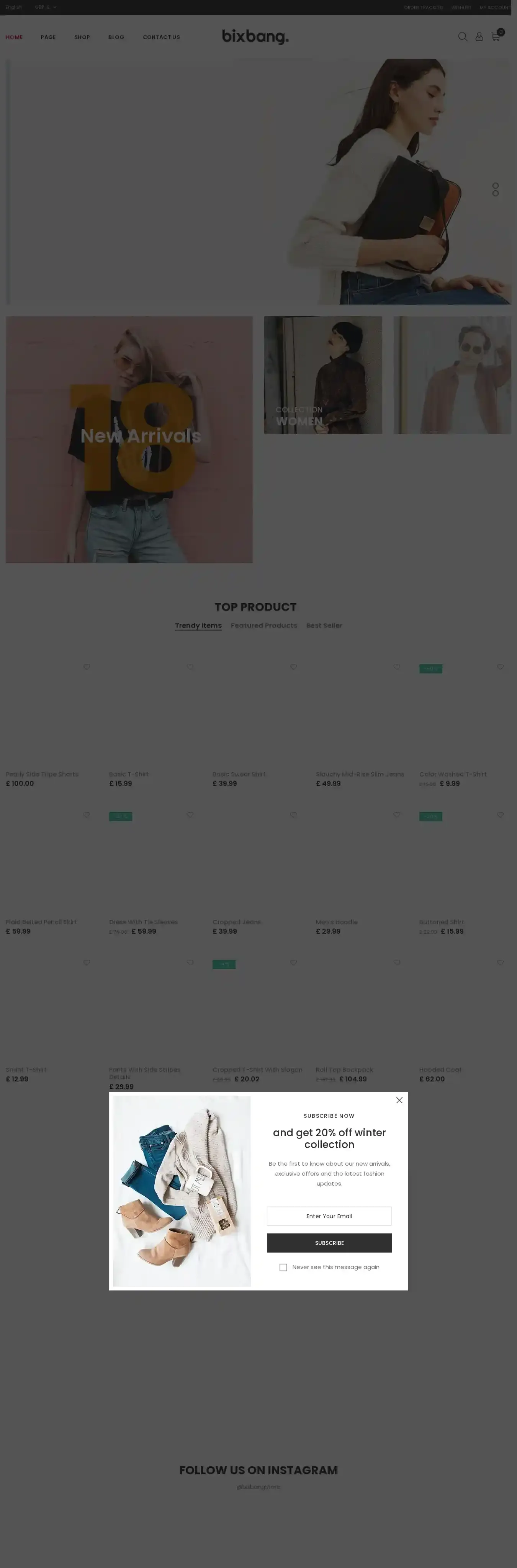 Bixbang home page on desktop