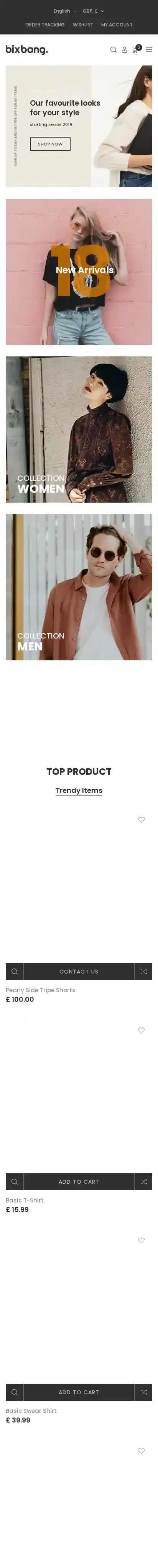 Bixbang home page on mobile