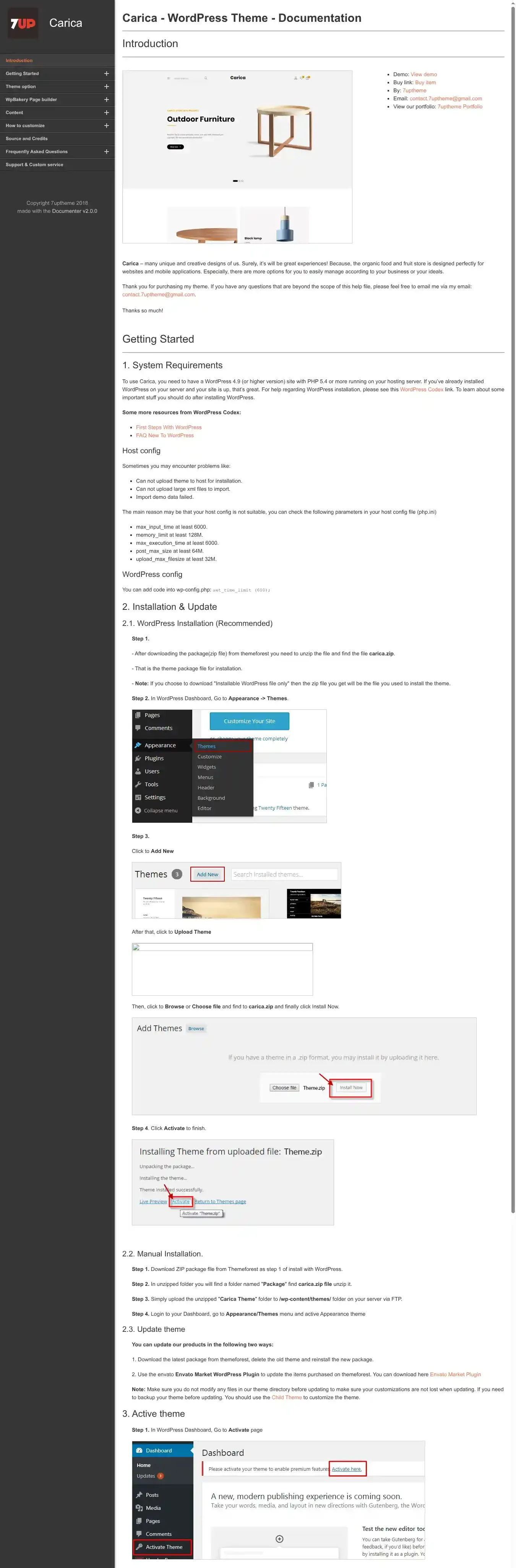 Carica Furniture Handmade Shop home page on desktop
