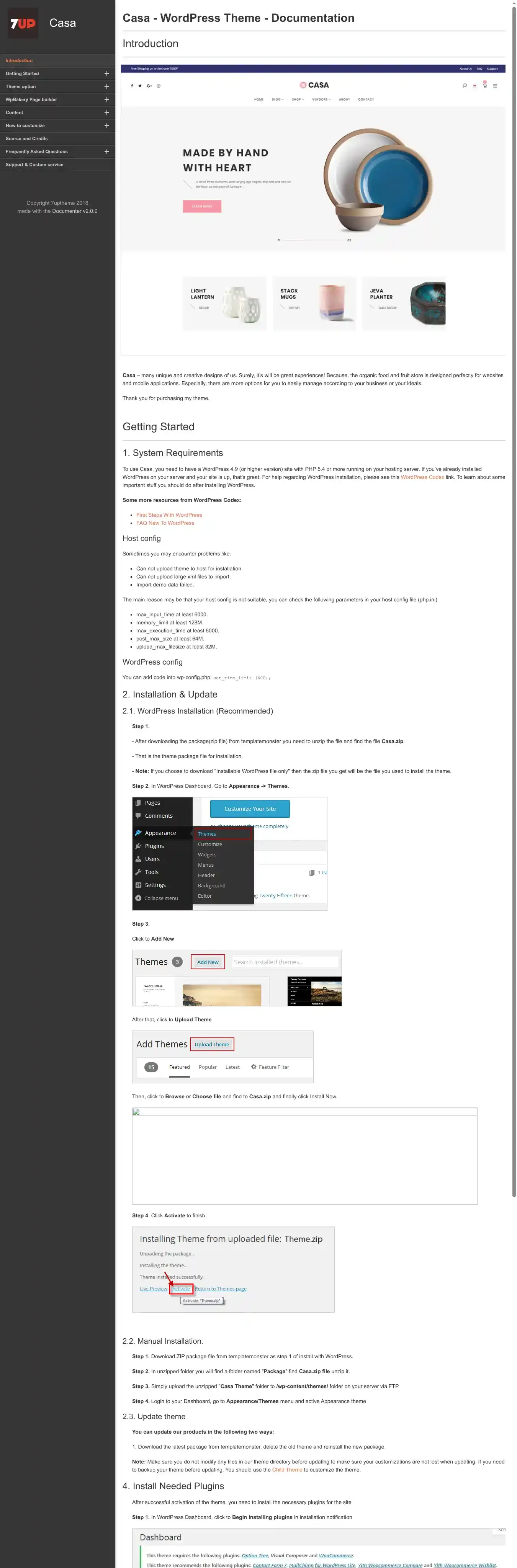 Casa home page on desktop