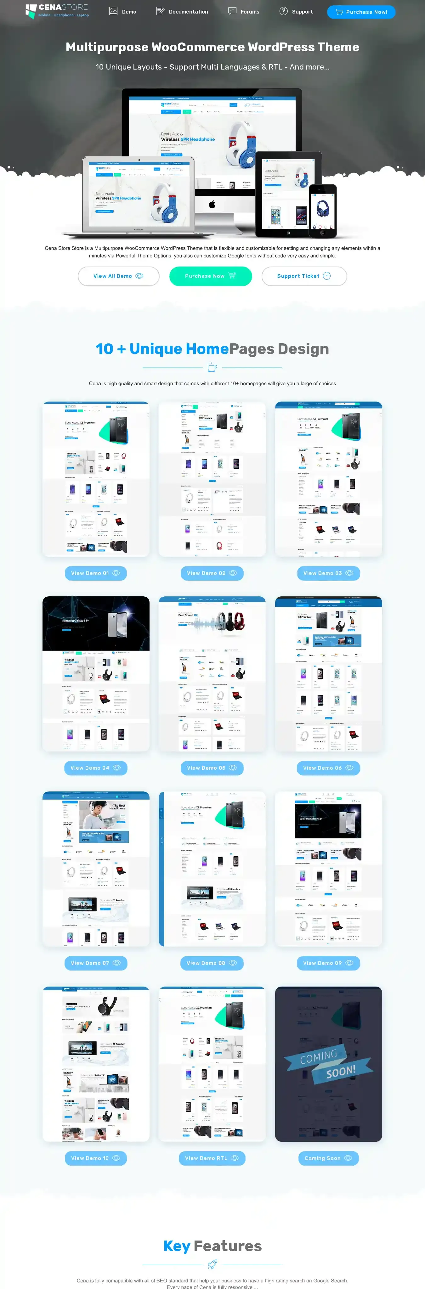 Cena Store home page on desktop