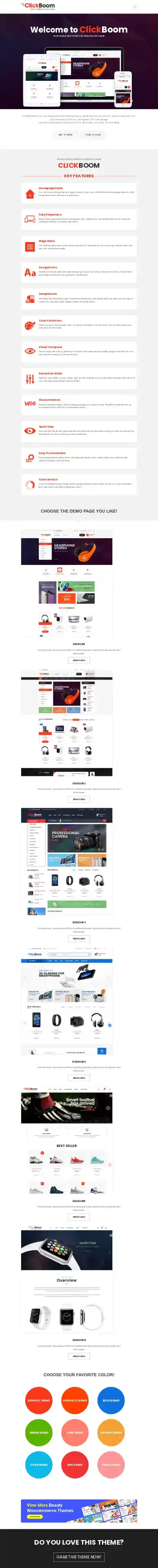 ClickBoom home page on mobile