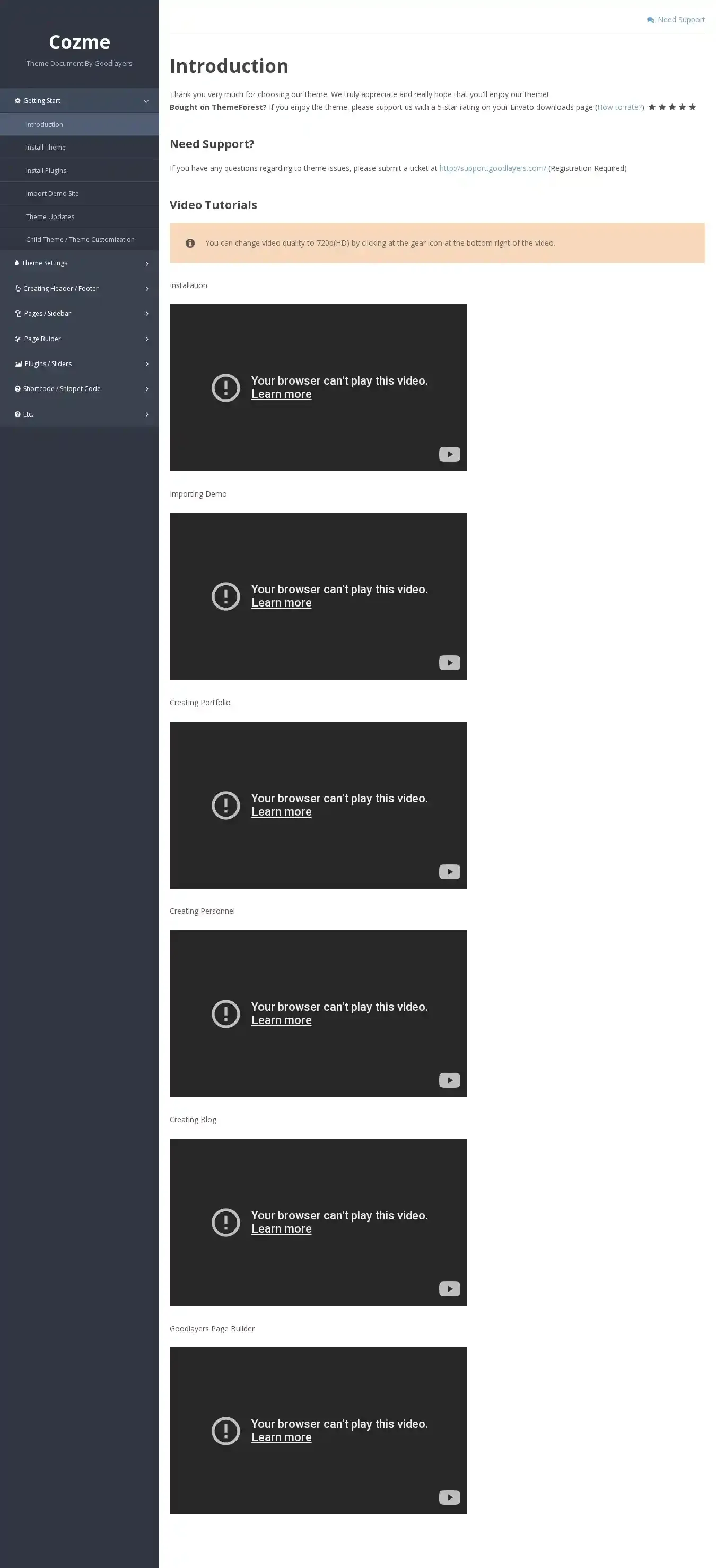 Cozme home page on desktop