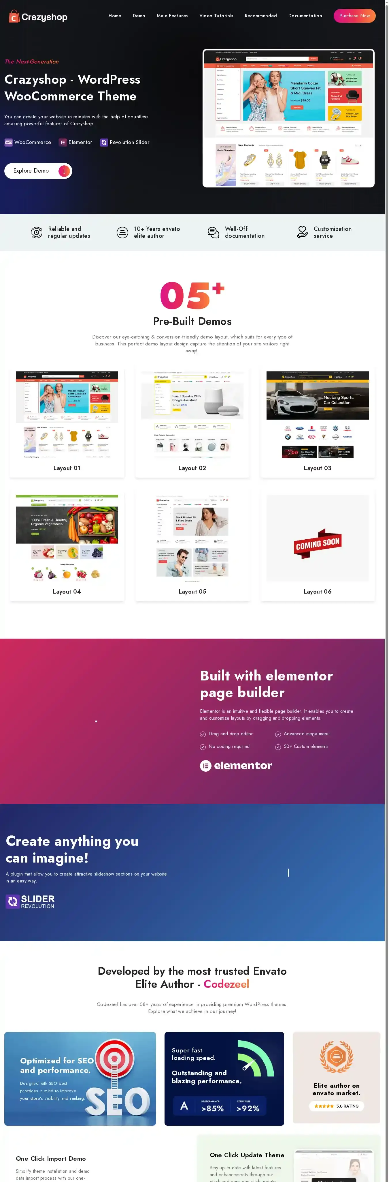 Crazyshop home page on desktop