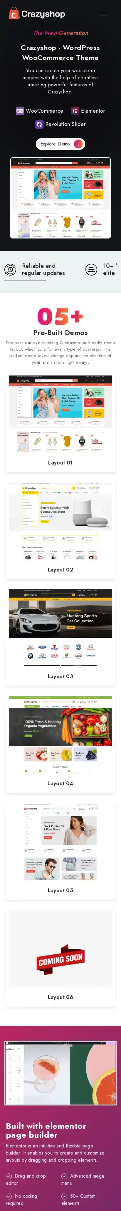 Crazyshop home page on mobile