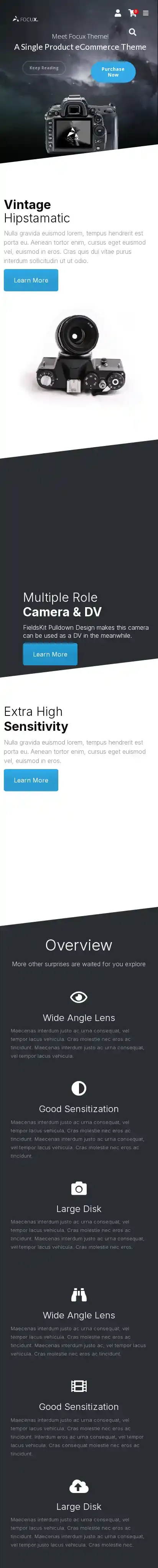Focux home page on mobile