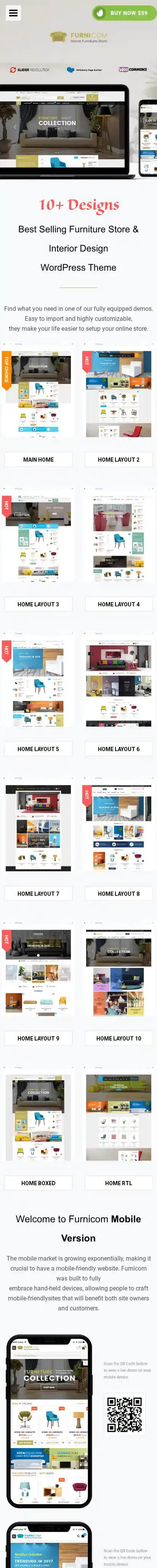 Furnicom home page on mobile