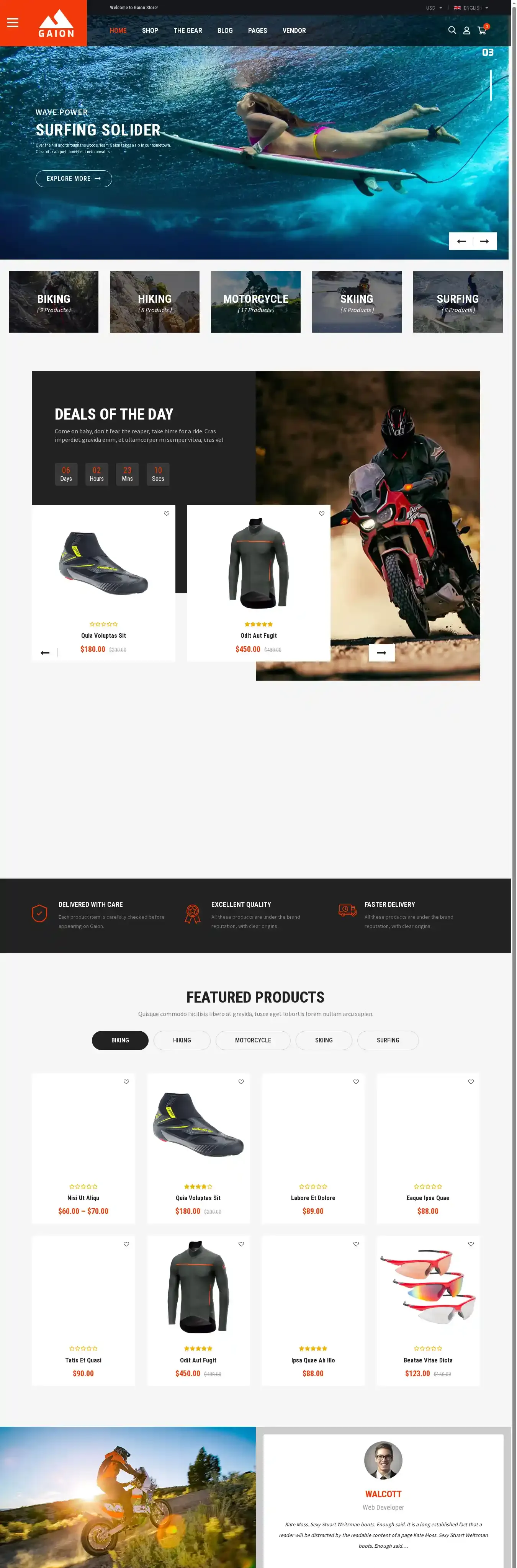 Gaion home page on desktop