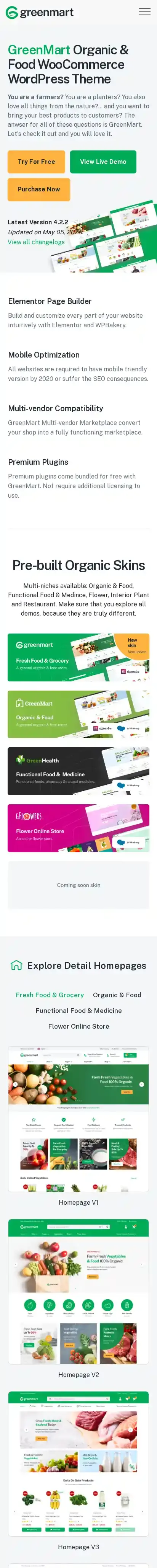 GreenMart home page on mobile