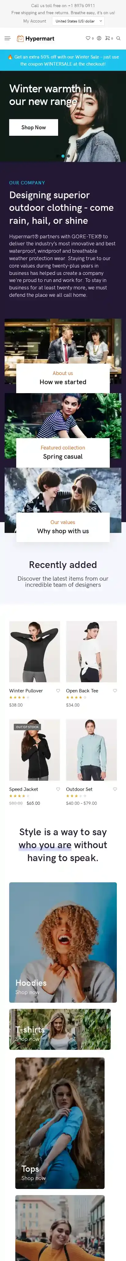 Hypermart home page on mobile