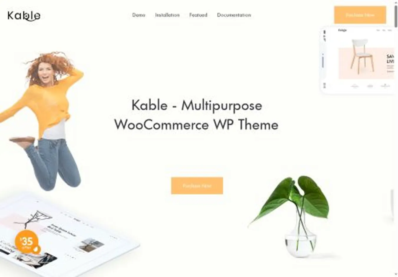 Kable home page on desktop