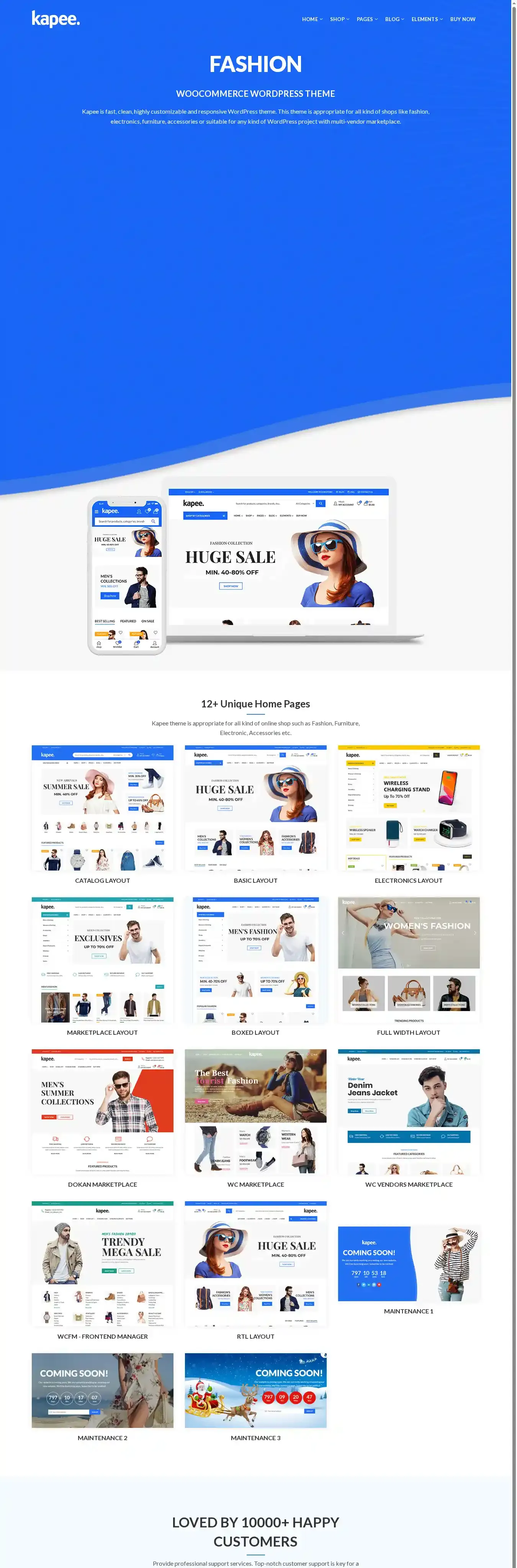 Kapee home page on desktop