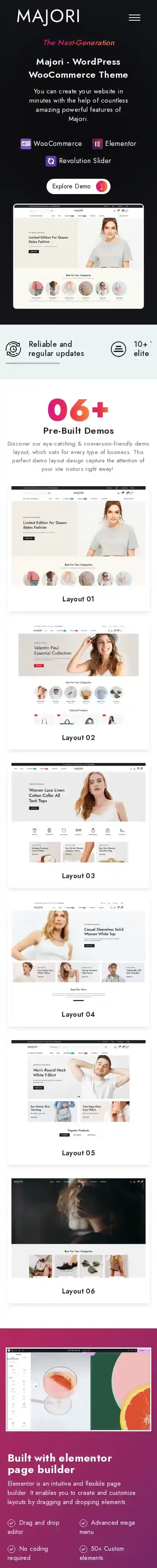 Majori home page on mobile