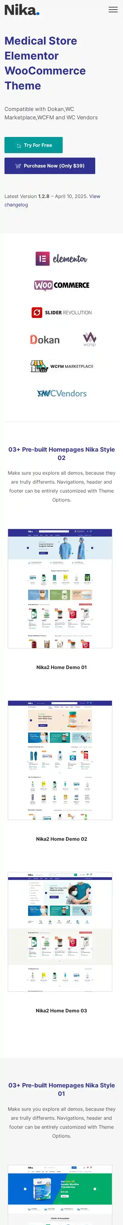 Nika home page on mobile