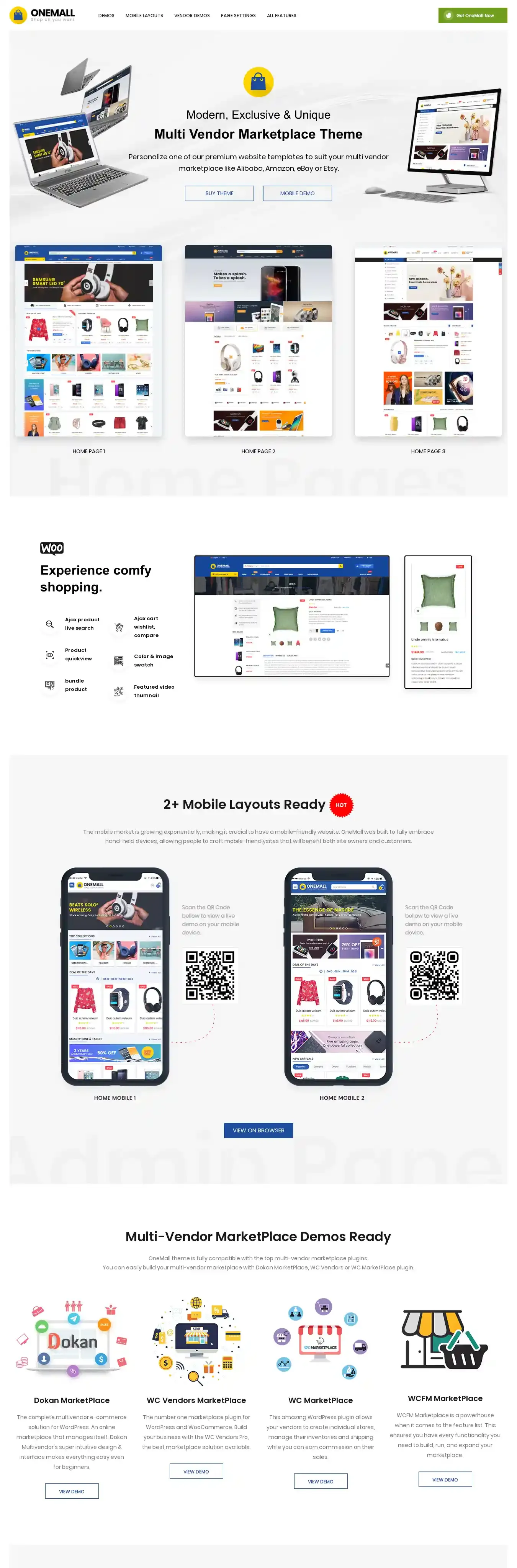 OneMall home page on desktop