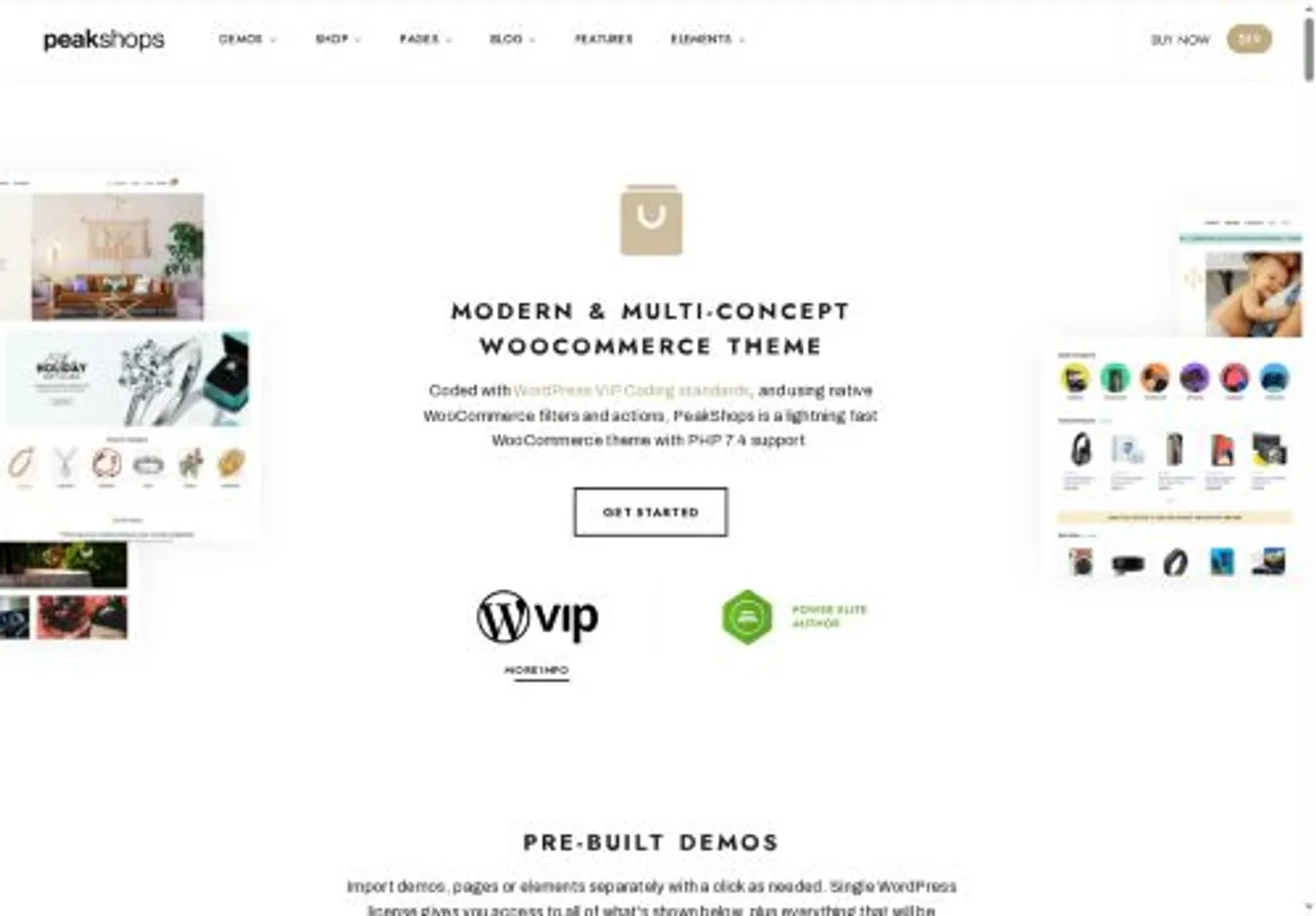 PeakShops home page on desktop