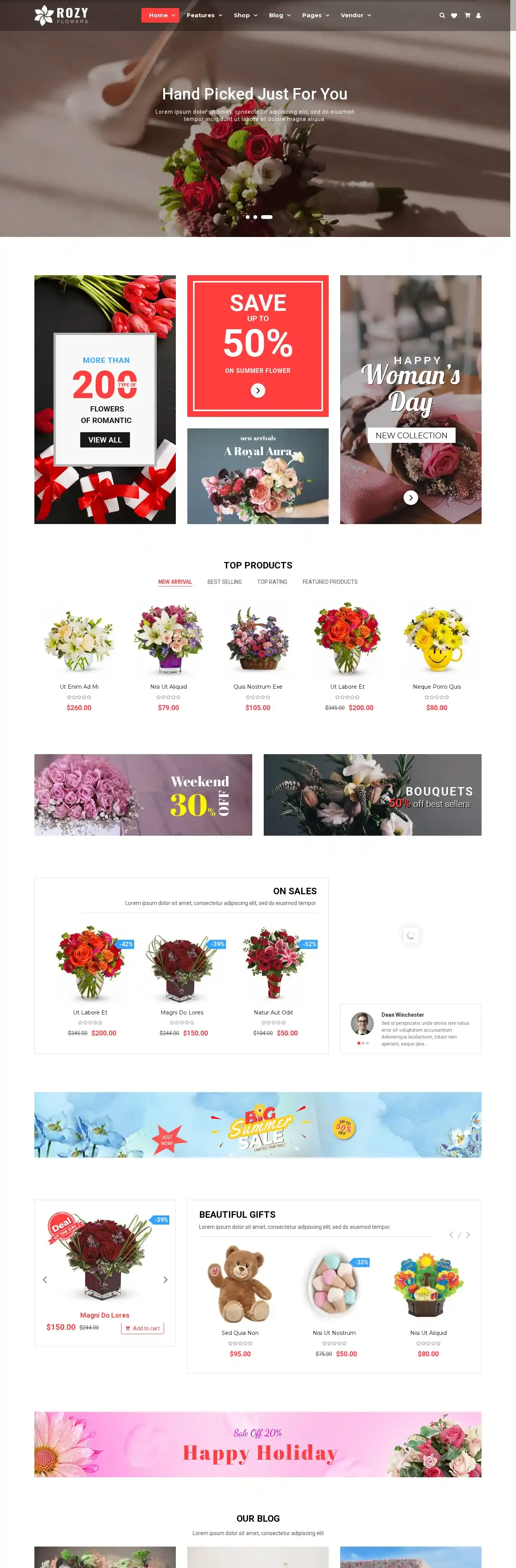 Rozy home page on desktop