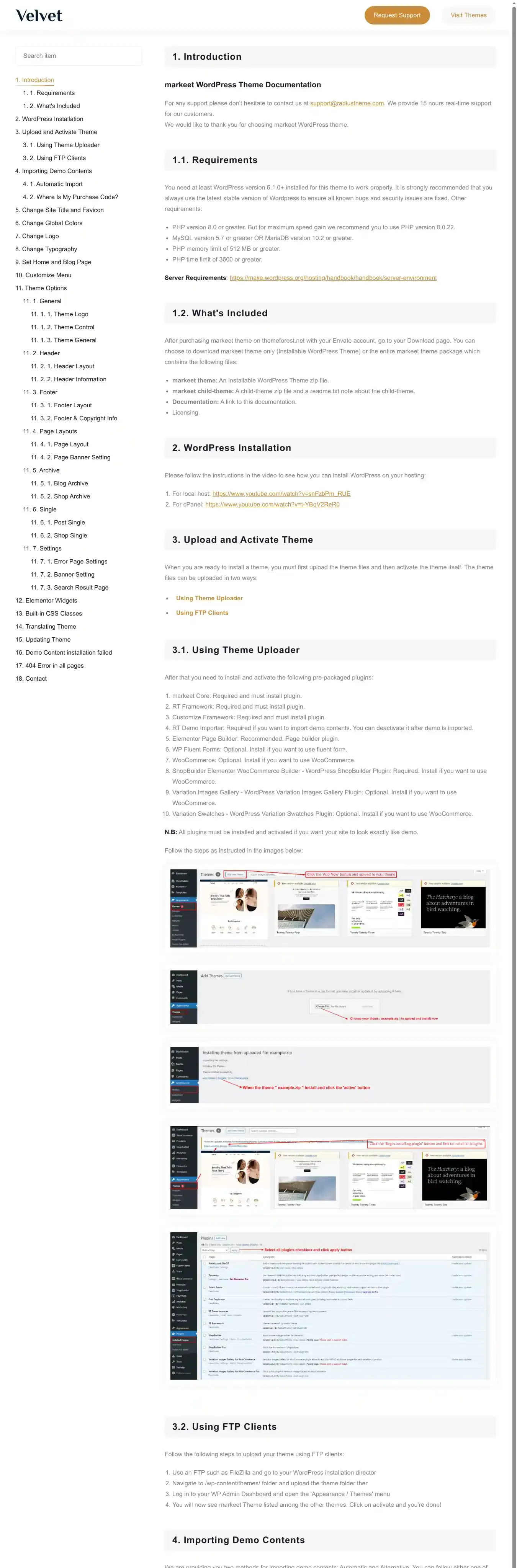 Velvet home page on desktop